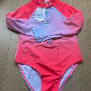 NWT Girls Egg Size 7 Zipper Front Long Sleeve Swimsuit